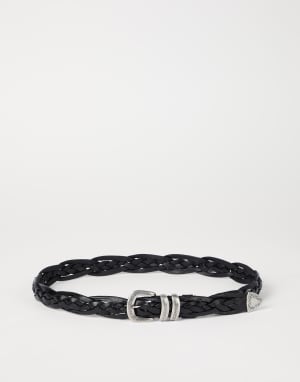 Cinturón en piel de becerro trenzada Negro Hombre - Brunello Cucinelli