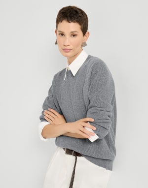 Cashmere and vicuña sweater Grey Woman - Brunello Cucinelli