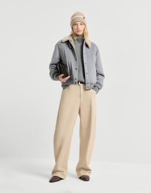 Maglia collo alto in cashmere e vicuña Grigio Donna - Brunello Cucinelli