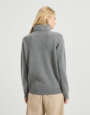 Cashmere and vicuña turtleneck sweater Grey Woman - Brunello Cucinelli