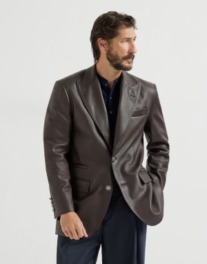 Calfskin blazer Chocolate Man - Brunello Cucinelli