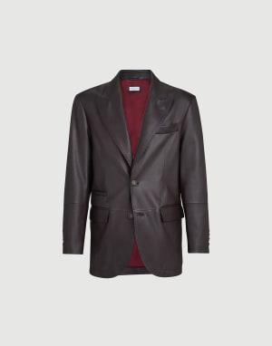 Blazer en piel de becerro Chocolate Hombre - Brunello Cucinelli