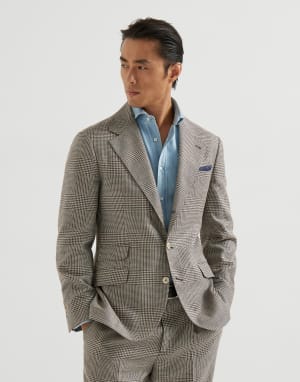 Veste Cavallo Prince de Galles Marron Clair Homme - Brunello Cucinelli