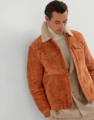 Blouson aus Shearling Cognac Herren - Brunello Cucinelli