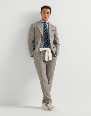 Veste Cavallo Prince de Galles Marron Clair Homme - Brunello Cucinelli