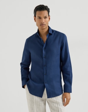 Linen shirt Navy Blue Man - Brunello Cucinelli