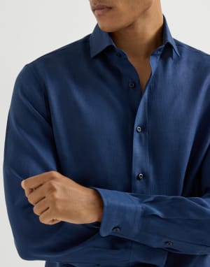 Linen shirt Navy Blue Man - Brunello Cucinelli