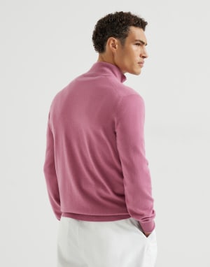 Cashmere sweater with half zip Coral Man - Brunello Cucinelli