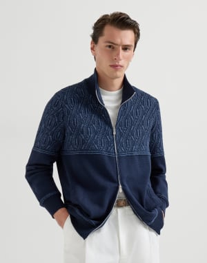 Cotton cardigan Navy Blue Man - Brunello Cucinelli