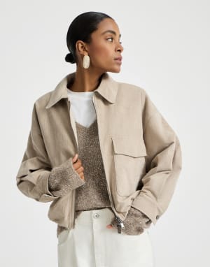 Vintage corduroy outerwear jacket Beige Woman - Brunello Cucinelli