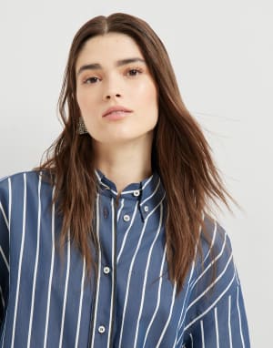 Striped poplin shirt Blue Woman - Brunello Cucinelli