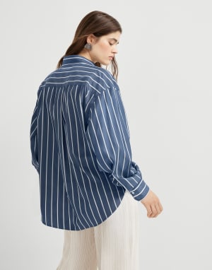Striped poplin shirt Blue Woman - Brunello Cucinelli