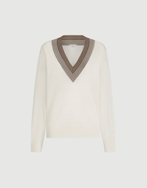 Cashmere and silk lightweight sweater White Woman - Brunello Cucinelli