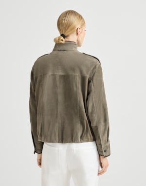 Couture suede outerwear Khaki Woman - Brunello Cucinelli