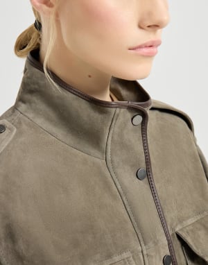 Couture suede outerwear Khaki Woman - Brunello Cucinelli
