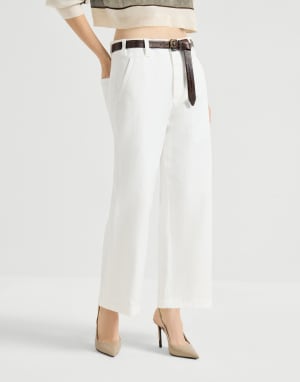 Pantalon Chino Crop Blanc Femme - Brunello Cucinelli