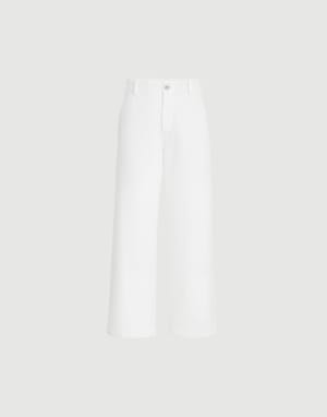 Pantalon Chino Crop Blanc Femme - Brunello Cucinelli