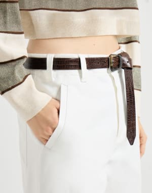 Pantalon Chino Crop Blanc Femme - Brunello Cucinelli