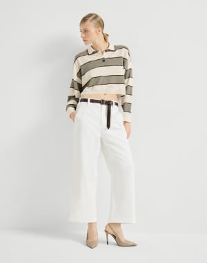 Pantalon Chino Crop Blanc Femme - Brunello Cucinelli