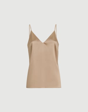 Stretch silk satin camisole Beige Woman - Brunello Cucinelli