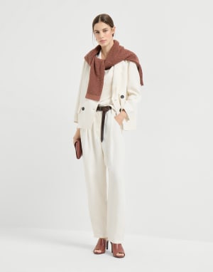 Fluid twill blazer Ivory Woman - Brunello Cucinelli