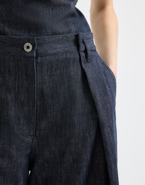 A 型褶饰长裤 牛仔蓝 女款 - Brunello Cucinelli