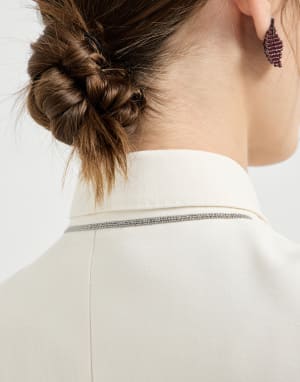 Fluid twill blazer Ivory Woman - Brunello Cucinelli