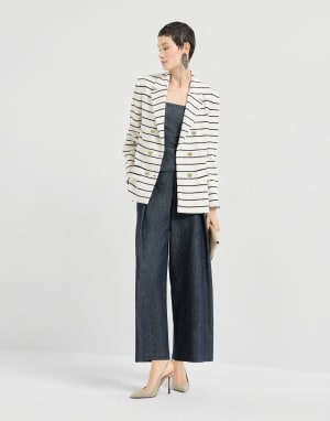 Striped knit blazer Blue Woman - Brunello Cucinelli