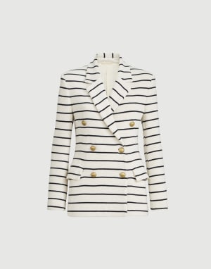 Striped knit blazer Blue Woman - Brunello Cucinelli