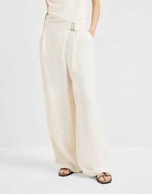 Pantalon Sartorial Wrap Ivoire Femme - Brunello Cucinelli