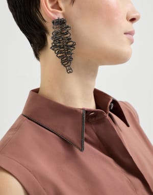 Camisa de popelina stretch Rojo Ladrillo Mujer - Brunello Cucinelli