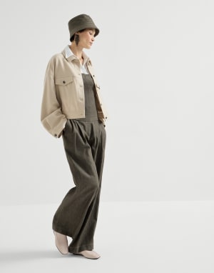 Pantalone Wide Smart Olivo Donna - Brunello Cucinelli