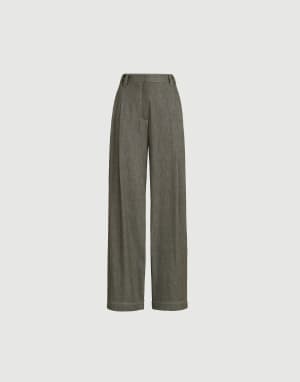 Pantalone Wide Smart Olivo Donna - Brunello Cucinelli