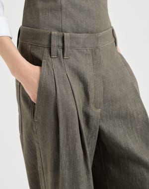 Pantalone Wide Smart Olivo Donna - Brunello Cucinelli