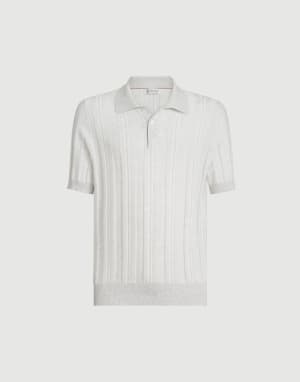 Jacquard knit polo shirt Fog Man - Brunello Cucinelli