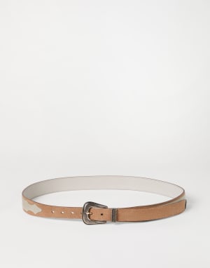 Reversed calfskin belt Light Brown Man - Brunello Cucinelli