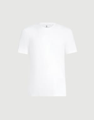 Ribbed jersey T-shirt White Man - Brunello Cucinelli