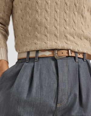 Reversed calfskin belt Light Brown Man - Brunello Cucinelli