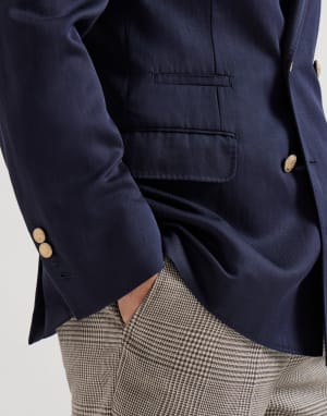 Twill unconstructed blazer Navy Blue Man - Brunello Cucinelli