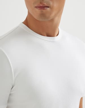 Ribbed jersey T-shirt White Man - Brunello Cucinelli