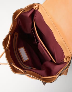 Calfskin and cowhide backpack Ivory Man - Brunello Cucinelli