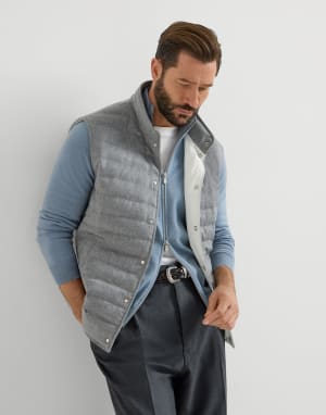 法兰绒羽绒外套 灰色 男款 - Brunello Cucinelli