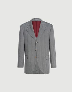 Blazer mit Fischgratmuster Mittelgrau Herren - Brunello Cucinelli