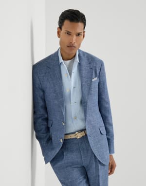 Veste déstructurée en hopsack Denim Homme - Brunello Cucinelli