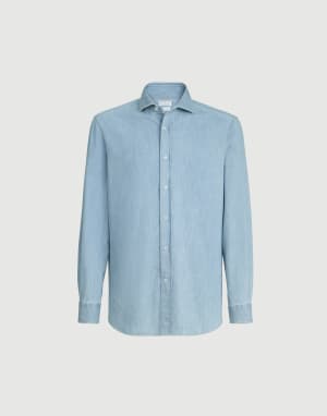 Camisa de denim ligero Denim Ultraclaro Hombre - Brunello Cucinelli