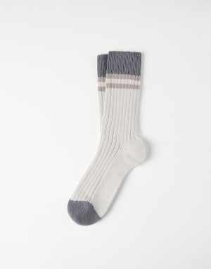 Cotton socks with stripes Panama Man - Brunello Cucinelli