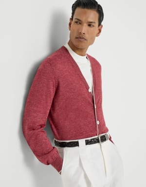 Cardigan léger Rouge Cerise Homme - Brunello Cucinelli