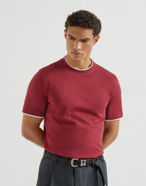 T-shirt con Faux-Layering Ciliegia Uomo - Brunello Cucinelli