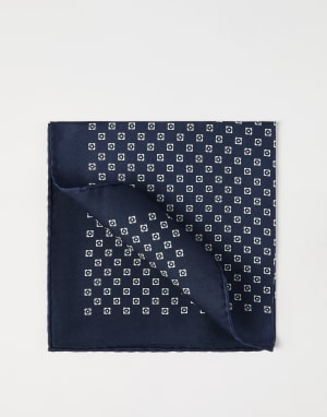 Silk pocket square Navy Blue Man - Brunello Cucinelli