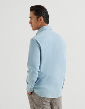 Camisa de denim ligero Denim Ultraclaro Hombre - Brunello Cucinelli